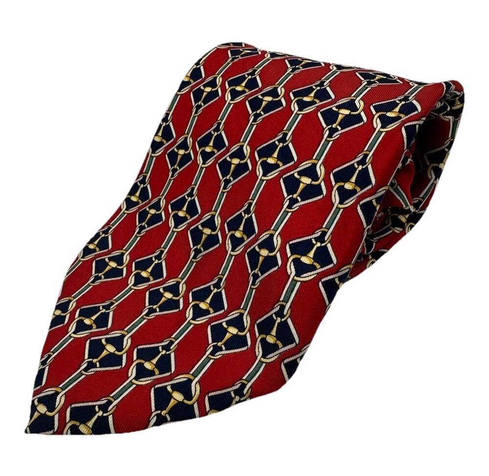 Vtg Paolo Gucci 100% Silk Tie Mens Red Blue Knots Italy